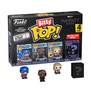 Funko Bitty Pop!Marvel:The Avengers The Infinity Saga-Captain America-Nick Fury-Thor & Mystery Figure 4-Pack