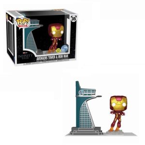 Funko POP! Town: Marvel The Infinity Saga – Avengers Tower & Iron Man-Glows in the Dark - Special Edition #35