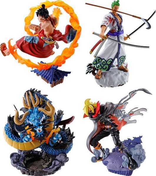 One Piece Petitrama PVC Mini Statue Logbox Re Birth Wano Kuni Vol. 1 set 4 Figures 9cm