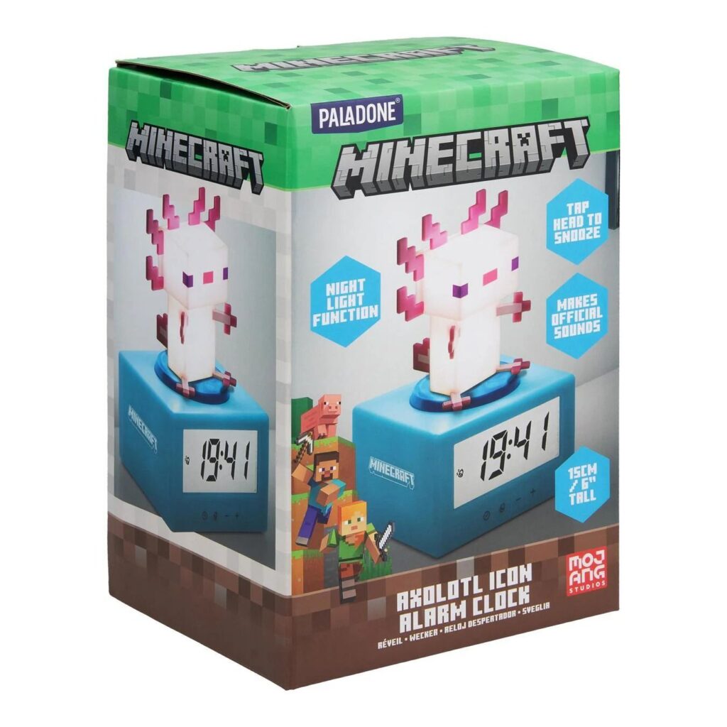 Minecraft Axolotl Light Up Alarm Clock 16cm
