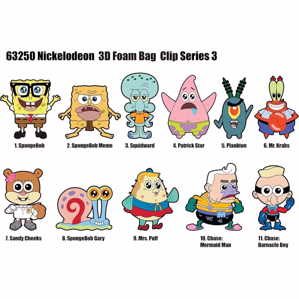 Monogram Nickelodeon: Spongebob Squarepants 3D Foam Bag Clips Figures (Blind Bag/Random)